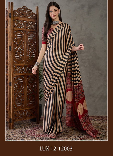 Lux 12 Semi Modal Printed Saree Wholesale Sppliers In India